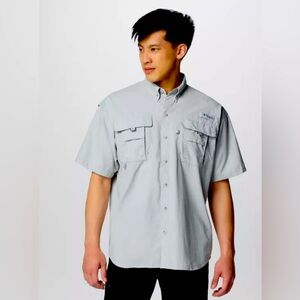 COLUMBIA Bahama PFG fishing shirt, grey UV protection shirt, men’s tall large